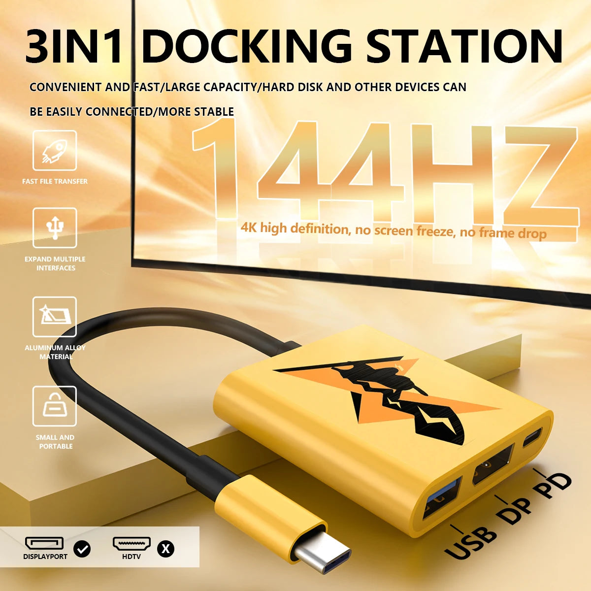 USB-C to DisplayPort Adapter 4K@144Hz | PD 100W Hub – NADODO