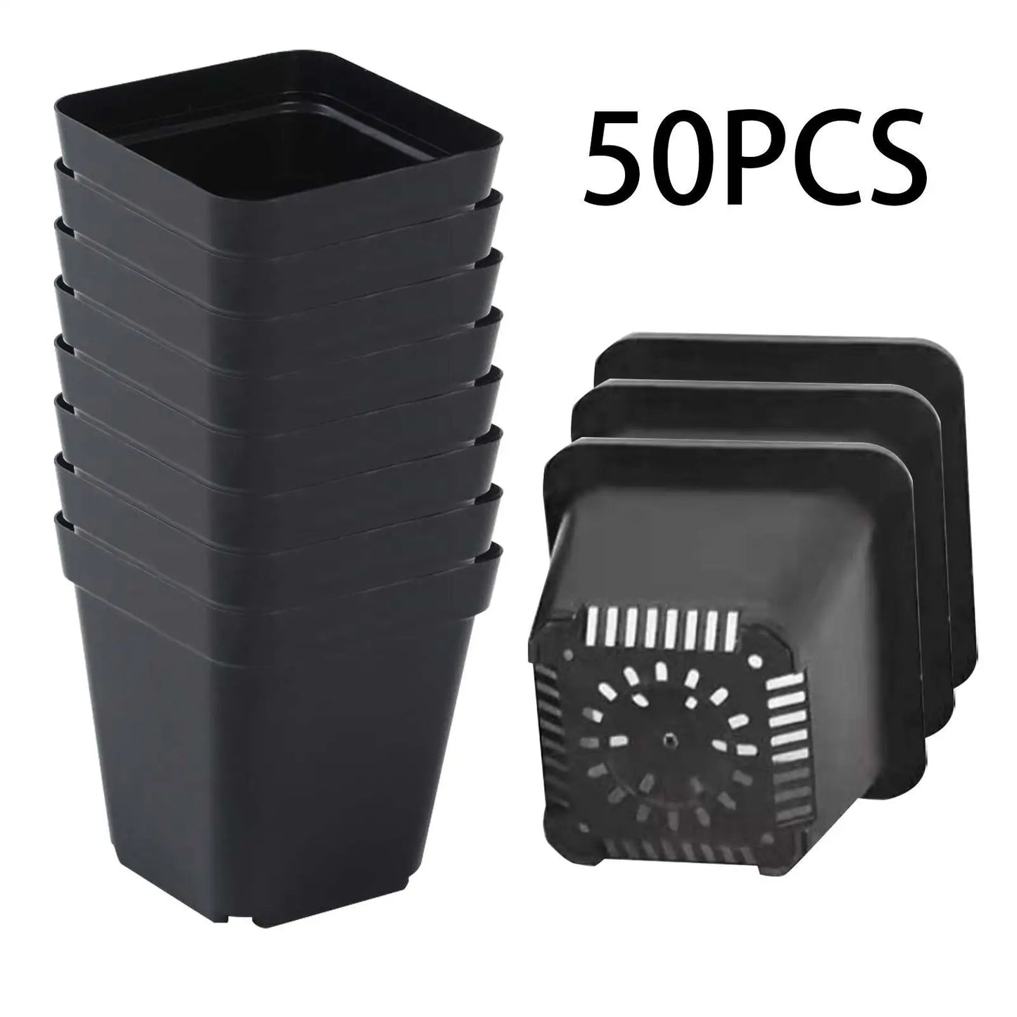 50-Pack Square Seedling Starter Pots with Drainage | Garden Kit