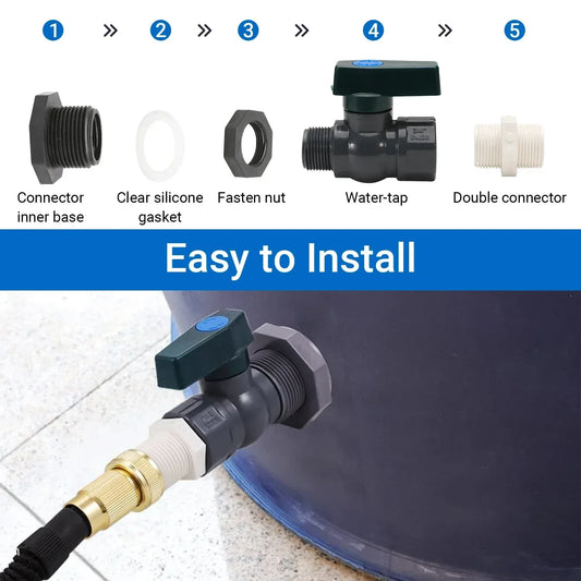 PVC Rain Barrel Spigot Kit – Leak-Proof Drain Adapter & Connector Rain Barrel Spigot Oasis Select