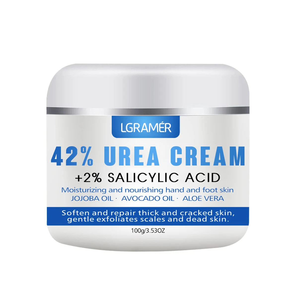 Urea Hand 42% and Foot Cream Softens Moisturizes Skin Relieves Dryness Repairs Cracks Exfoliates Deeply Penetrates Foot Cream Peaceful Pleasures Health and Wellness 100g