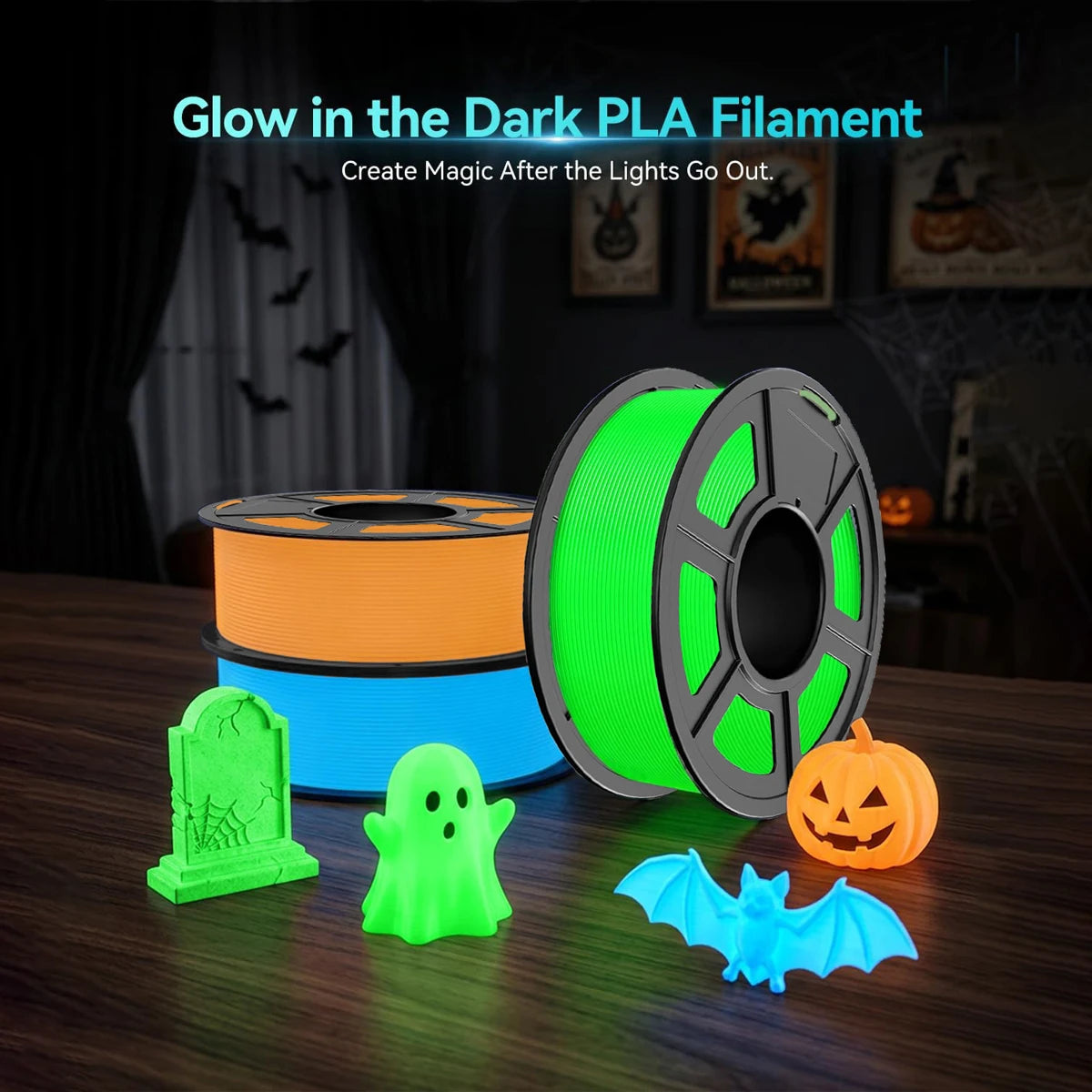 Glow in the Dark PLA Filament 1.75mm – 4 Colors for FDM Printers