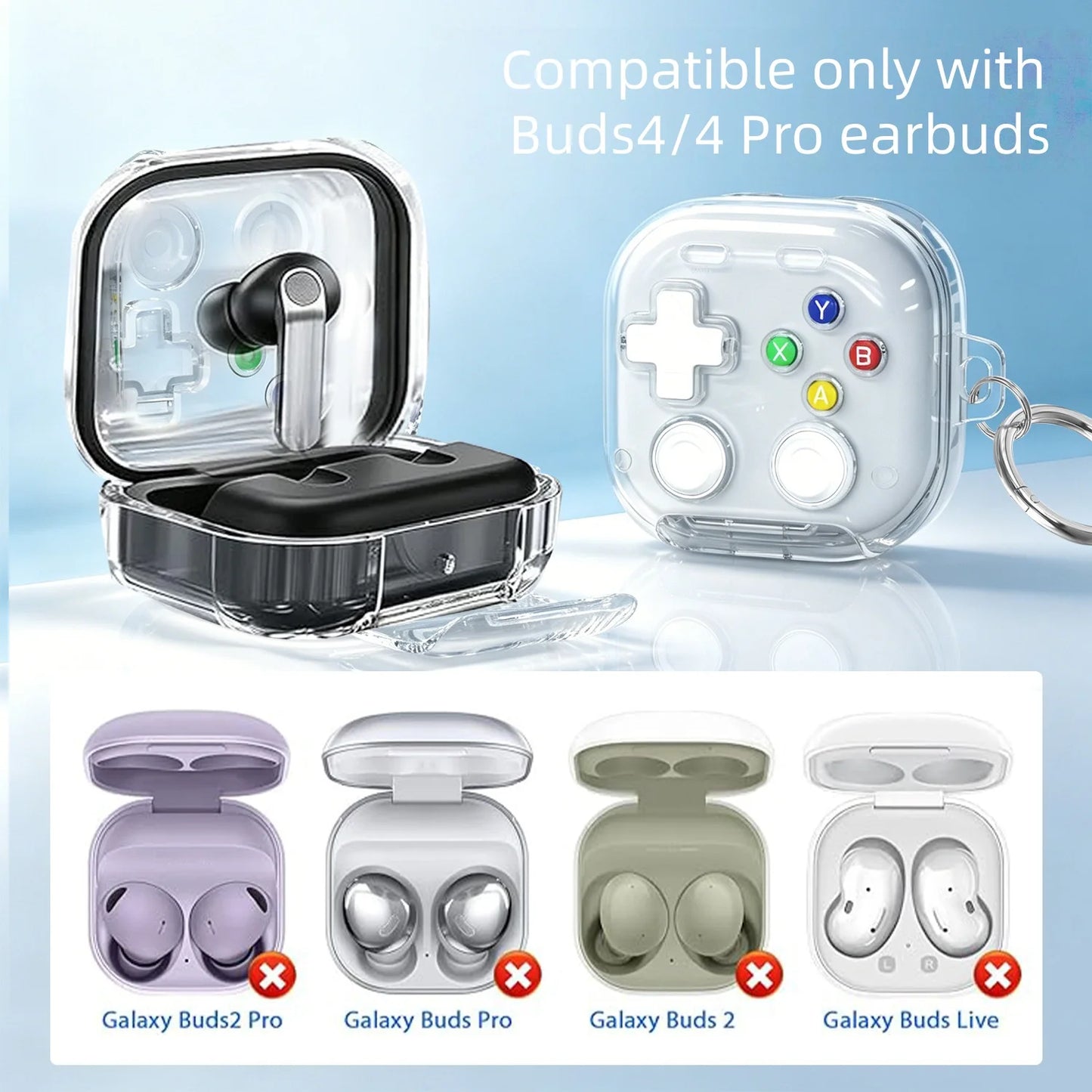 TPU Transparent Protective Case For Galaxy Buds4/4Pro Headphones 3D Pressure-Relief Buttons For Enhanced Playability Peaceful Pleasures Health and Wellness