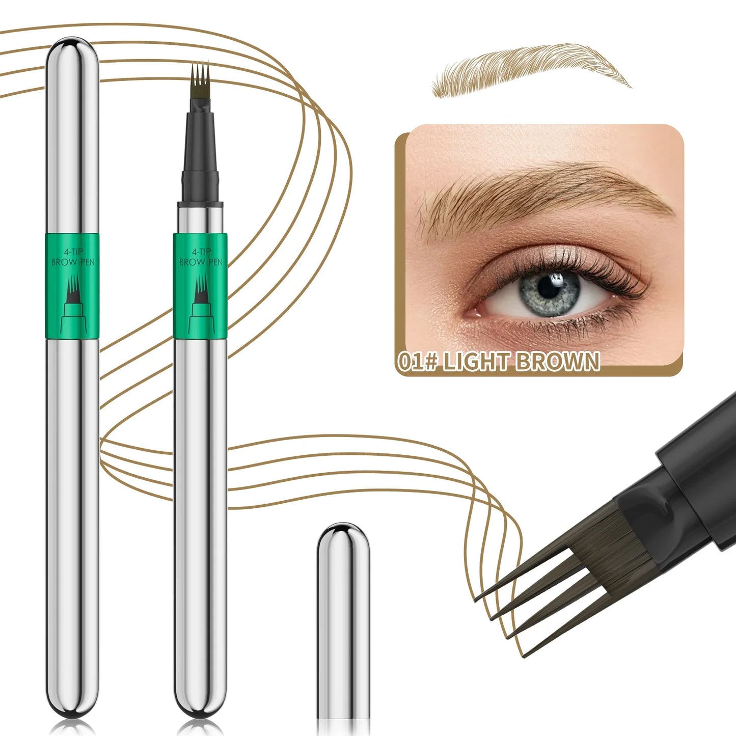 Hellokiss Waterproof Microblading Eyebrow Pen | 4-Tip, 5 Colors