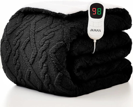 Twin Electric Heated Blanket 62x84" – 10 Levels, 5 Timers, ETL, Sherpa Peaceful Pleasures Health and Wellness United States