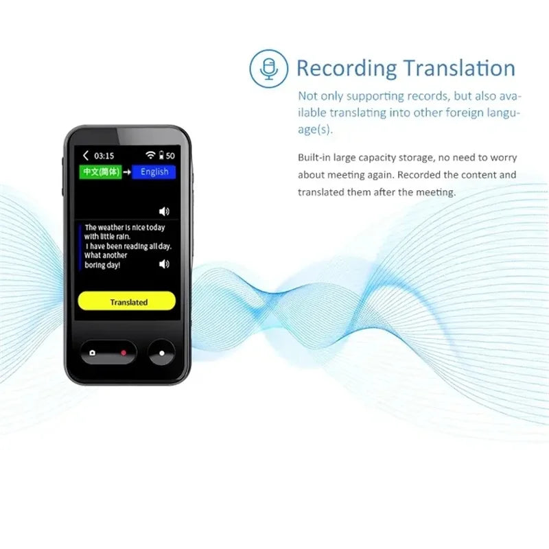 Hot Sell Upgrade 4G Translator T7 Intelligent Voice Translation 4.0inch Touch Screen Recording WIFI 138 Languag Translate Peaceful Pleasures Health and Wellness