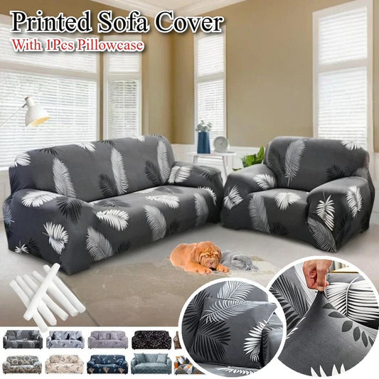 Printed Slipcover Elastic Sofa Covers Stretch Spandex 1/2/3/4 Seater Couch Cover Furniture Protector with 1Pcs Cushion Cover Peaceful Pleasures Health and Wellness