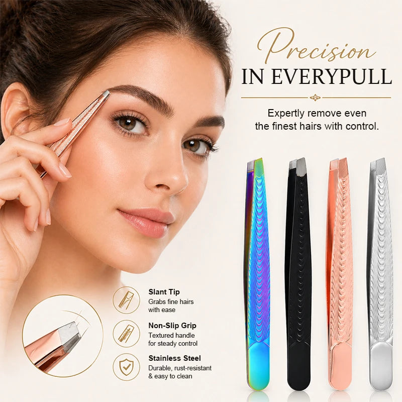 Stainless Fish Slant Black Coated Eyebrow Tweezers - Professional Hair Removal for Women, Ingrown Hair, Splinter, Daily Beauty Peaceful Pleasures Health and Wellness