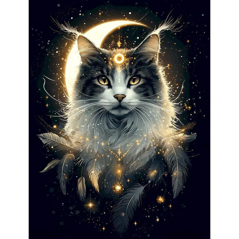 Black Cat Paint by Numbers Kit | DIY Canvas Wall Art 60x75cm