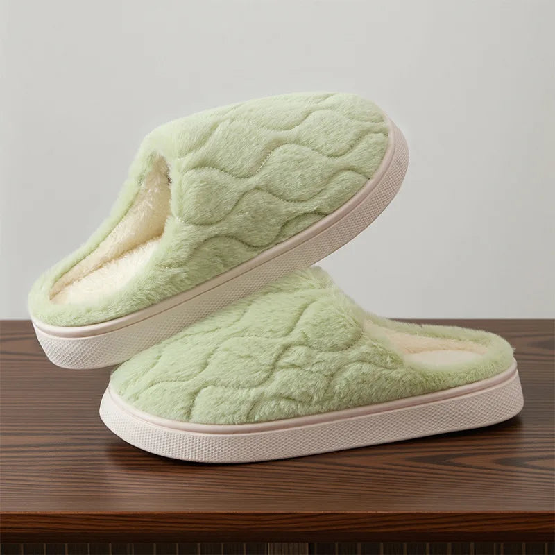 Women's Fluffy Plush Slippers – Warm Thick Sole Indoor House Shoes