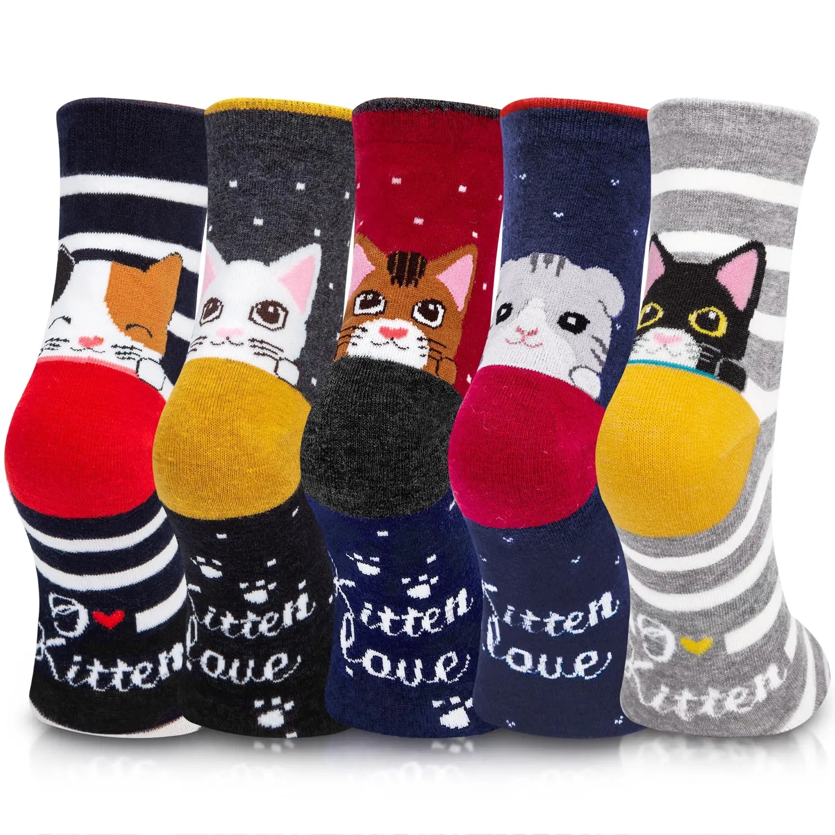 5 Pairs Women Cartoon Animal Socks Cute Dog Cat Pattern Cotton Crew Socks Colorful Funny Gift Set for Girls Peaceful Pleasures Health and Wellness 5 Pairs One Size