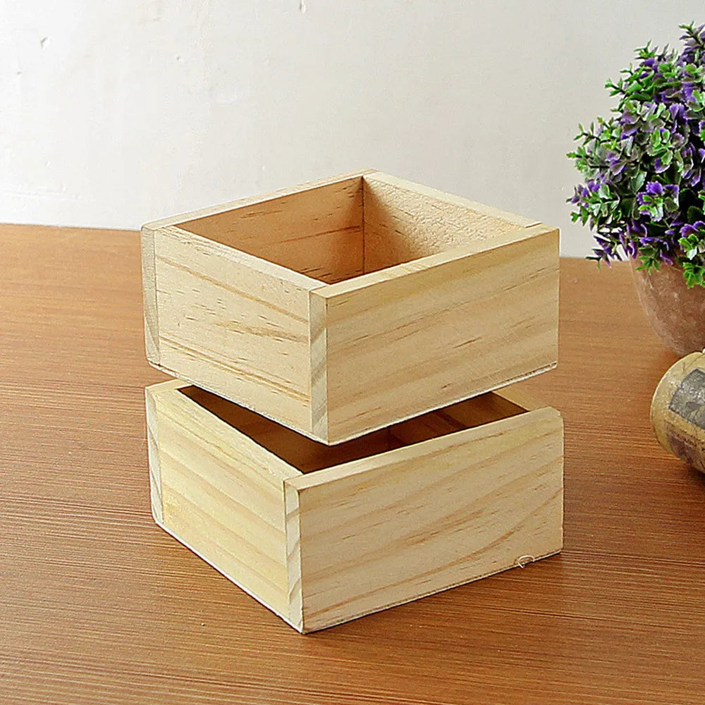 Unfinished Small Wooden Box Square Wooden Box Craft Storage Organizer Box for Art Collectibles Home Decor Desktop Drawer Peaceful Pleasures Health and Wellness