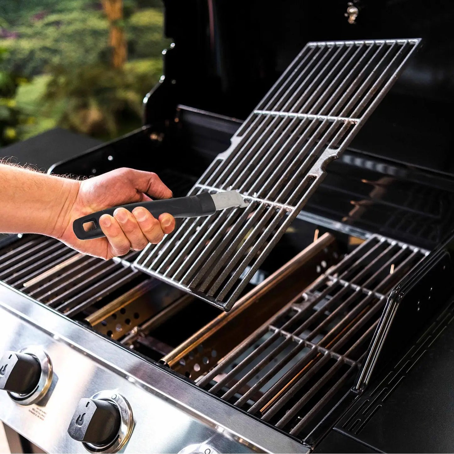 Stainless Steel Grill Grate Lifter Tool For Charcoal Grills BBQ Cooking Utensils For Backyard Barbecue Camping Picnic Travel Peaceful Pleasures Health and Wellness