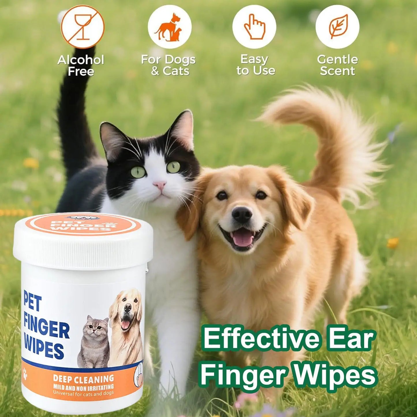 Pet Ear Cleaning Finger Wipes for Dogs & Cats – Plant-Based