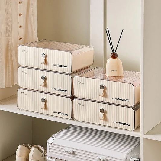 Creamy Style Underwear Organizer Box, Drawer-Type Storage for Clothes & Socks, 3-in-1 Dustproof Home Organizing Solution Peaceful Pleasures Health and Wellness