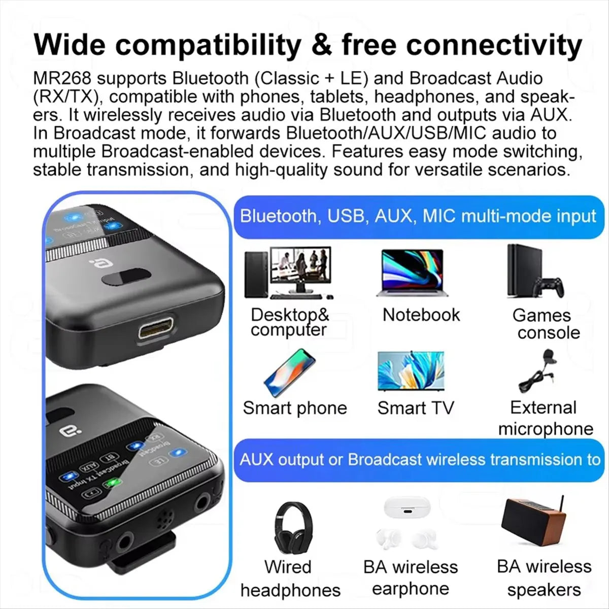Bluetooth 5.4 LE Audio Transceiver – 1TX to 100+ RX Broadcast Peaceful Pleasures Health and Wellness