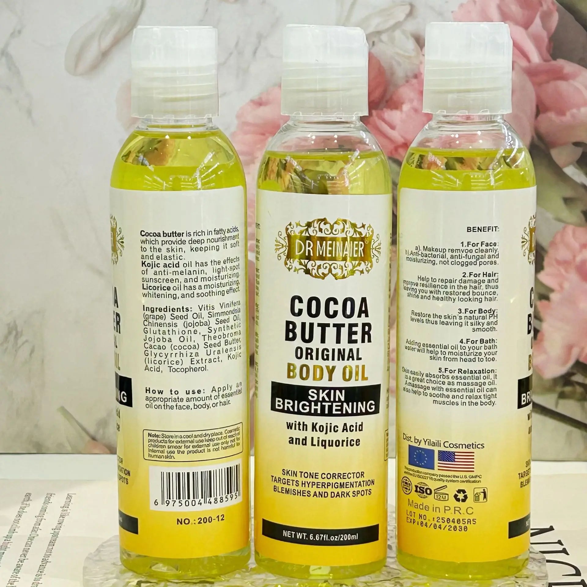 118ML Cocoa Butter Body OILlSkin care oil moisturizes and nourishes skin large capacity full body essential oil Peaceful Pleasures Health and Wellness 118mlx3 pieces