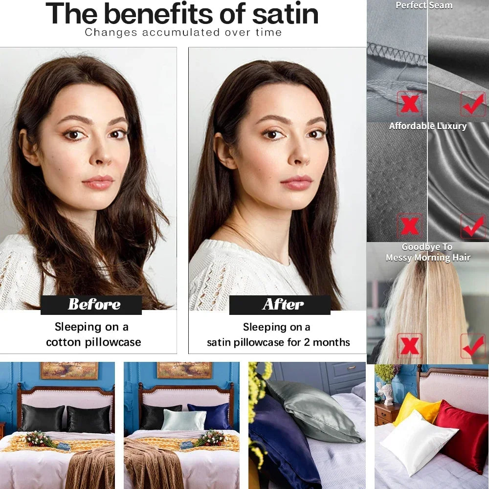 Set of 2/4pc Silky Stain Pillowcase Silky Pillowcase Natural Silk Pillowcase Standard Queen Size Mulberry Silk Pillow Case Peaceful Pleasures Health and Wellness