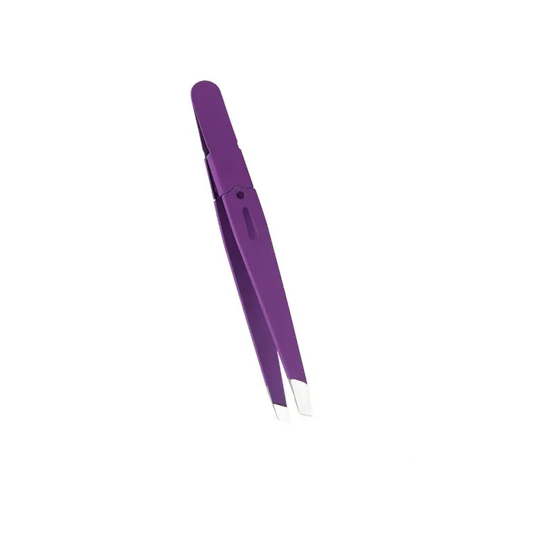Eyebrow Tweezer Colorful Hair Beauty Fine Hairs Puller Stainless Steel Slanted Eye Brow Clips Removal Makeup Tools Peaceful Pleasures Health and Wellness PURPLE