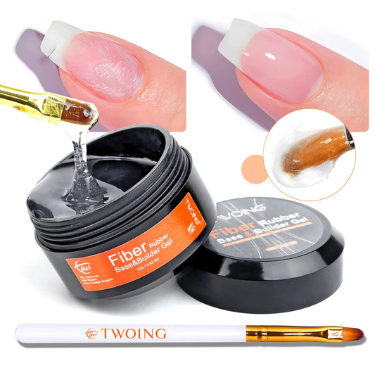 TWOING 15g Fiber Rubber Base Gel For Broken Nail Repaired Fiberglass Clear Quick Building Soak Off UV Construction Gel Peaceful Pleasures Health and Wellness