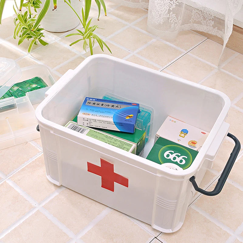 Portable Double-Layer First Aid Medicine Storage Box Organizer