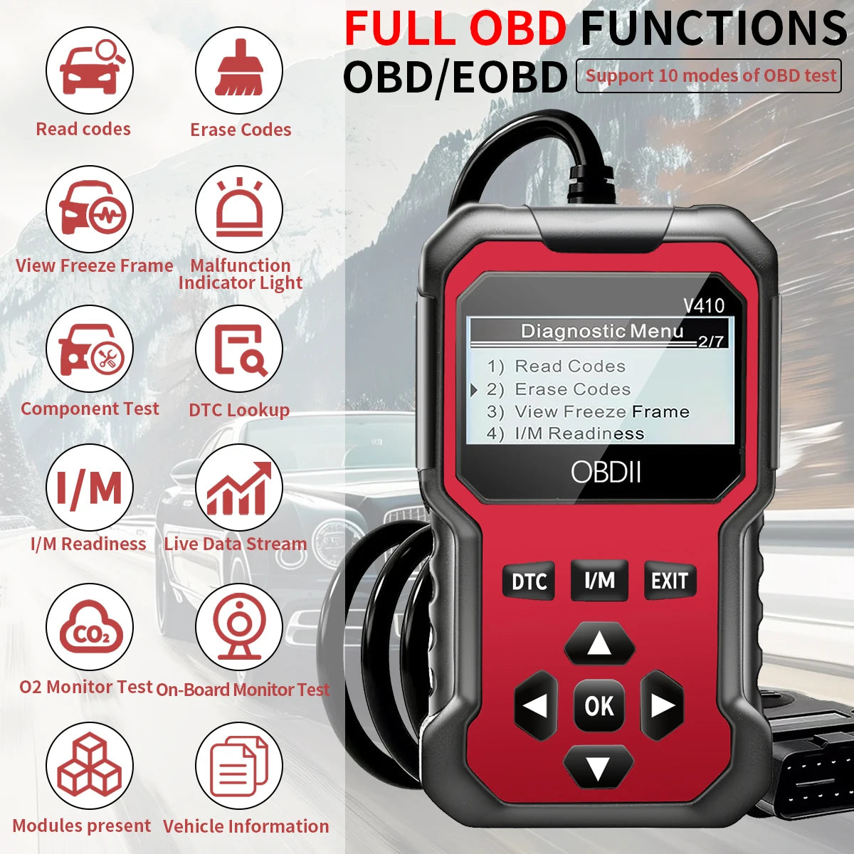 V410 obd2 scanner diagnostic tool for cars and trucks since 1996+, Data Stream, I/M Readiness, Voltage Test Peaceful Pleasures Health and Wellness