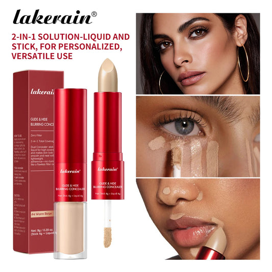 Lakerain 2 IN1 Concealer Fuzzy Stick Hydration Long Lasting Coverage Blemishes Conceals Dark Circles Liquid Concealer Cosmetics Peaceful Pleasures Health and Wellness