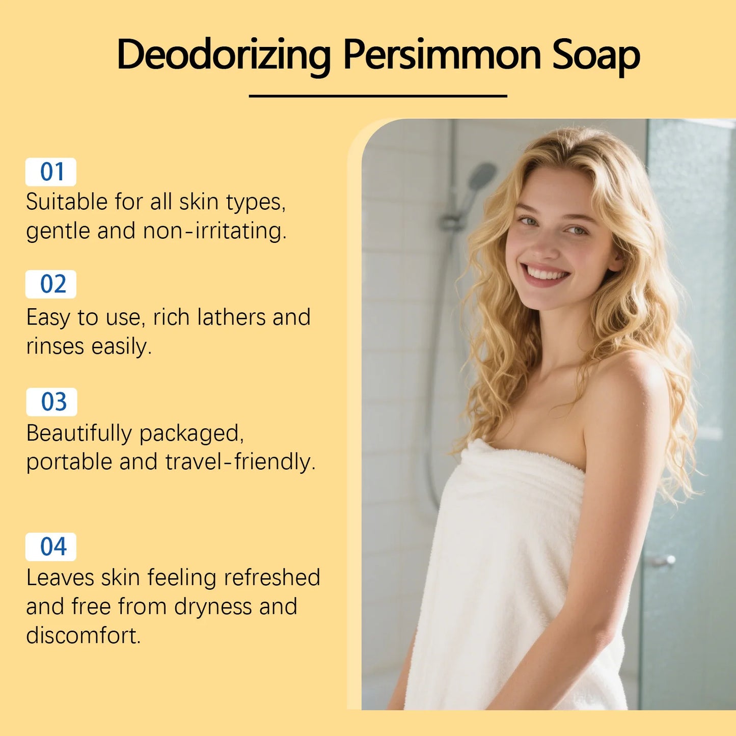 Persimmon Bath Soap Deep Cleanse Remove Body Excess Oil Refresh Skin Moisturize Skins Fruity Scent Bathing Experience Soap Bar Peaceful Pleasures Health and Wellness