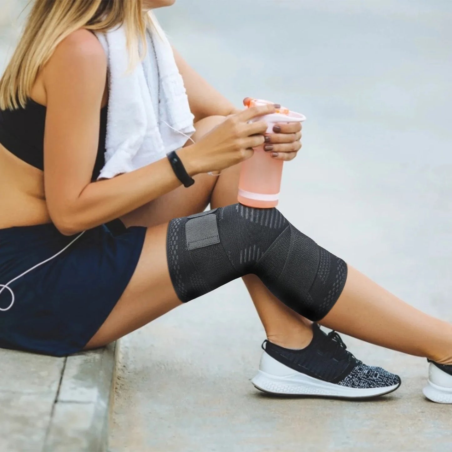 1PC Compression Knee Braces with Bandage Sports Running Basketball Fitness Volleyball Knee Sleeves Comfort Elasticity Knee Pad Peaceful Pleasures Health and Wellness