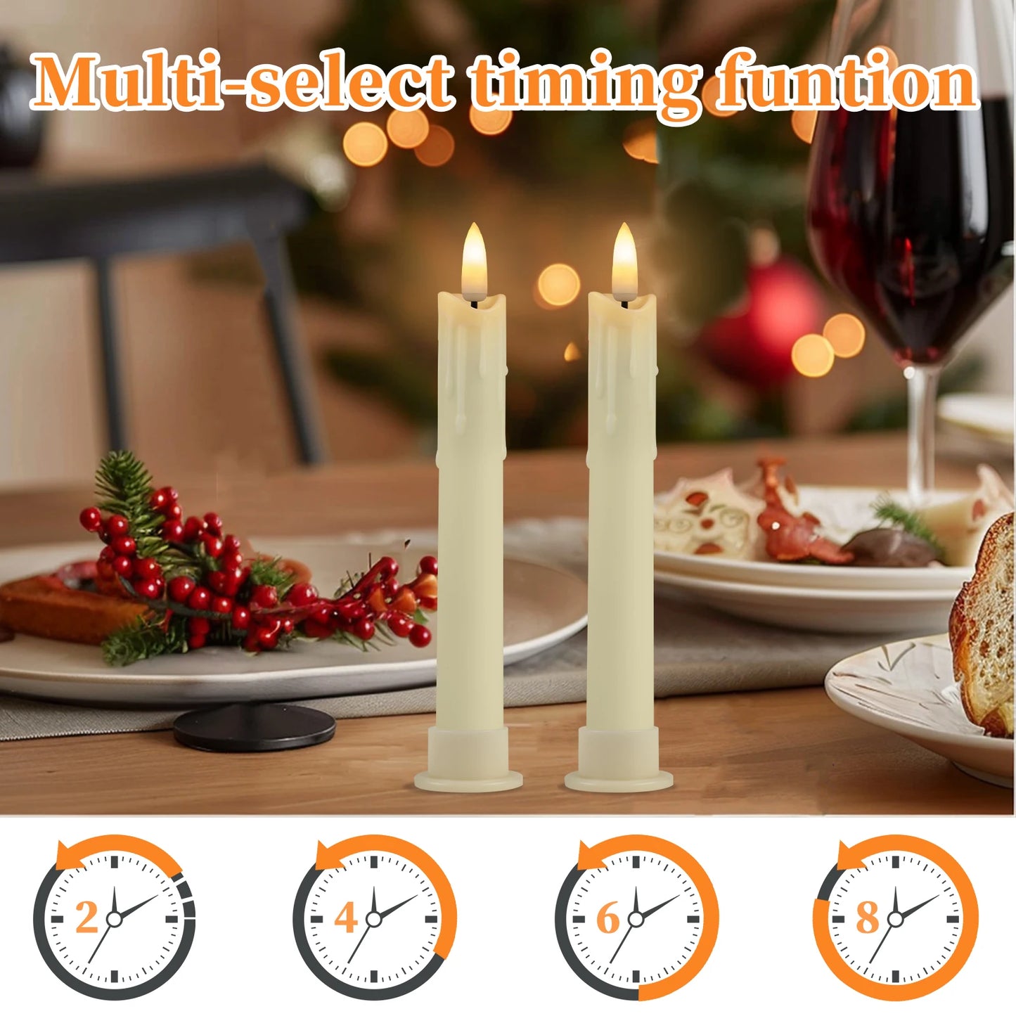 Pack of 6/12/24pc LED Flameless Flickering Taper Candles with Remote Ivory Candlesticks for Xmas Wedding Fireplace Decoration Peaceful Pleasures Health and Wellness