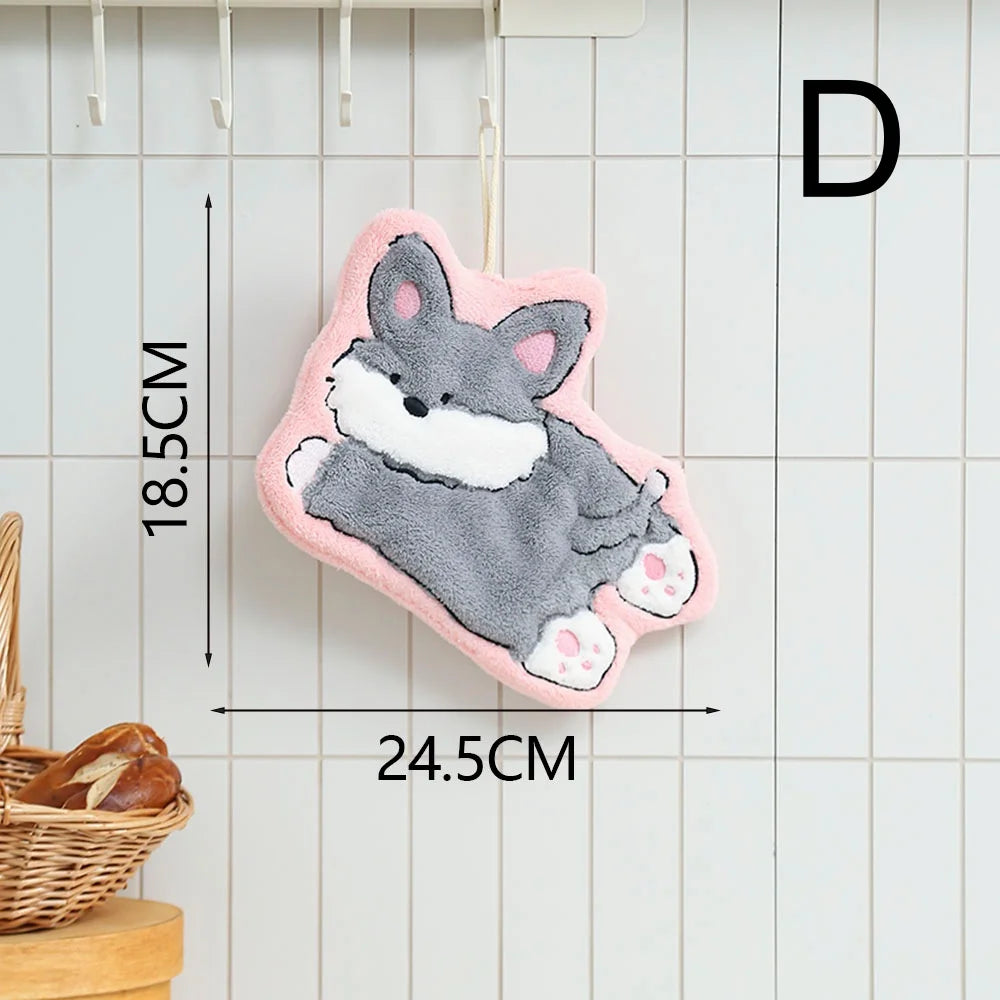 Cute Cartoon Dog Coral Fleece Hand Towel – Kitchen & Bathroom Hand Towel Peaceful Pleasures Health and Wellness D