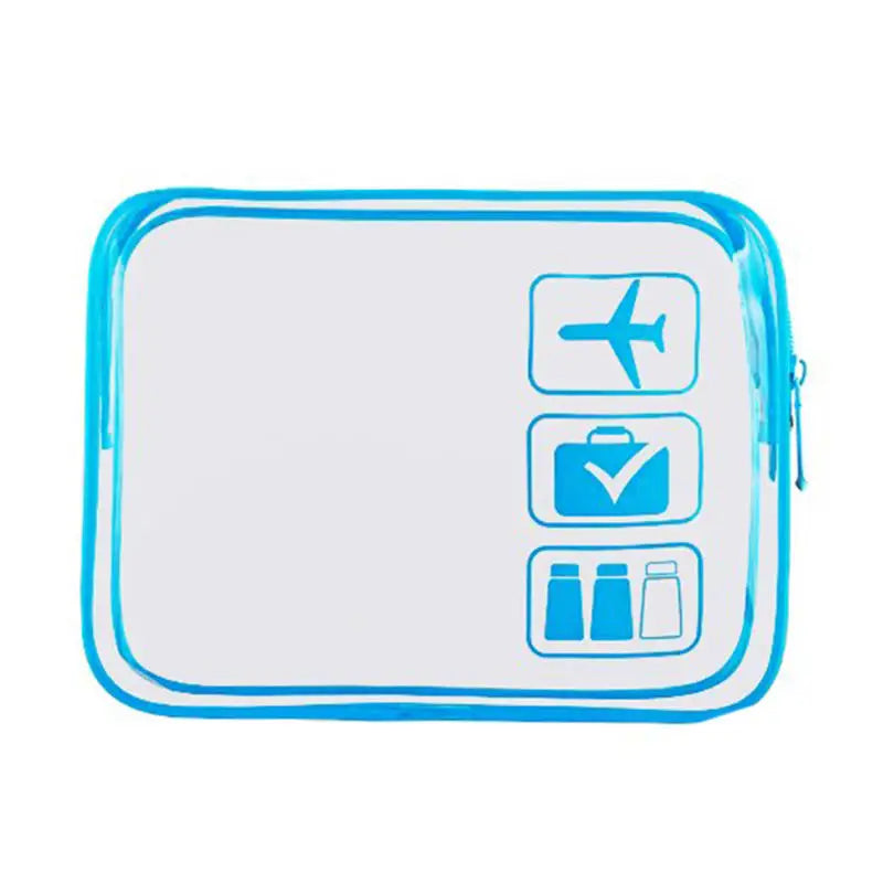 Transparent PVC Makeup Bag for Women Large Capacity Waterproof Handless Travel Toilet Bag Portable Storage Peaceful Pleasures Health and Wellness Blue