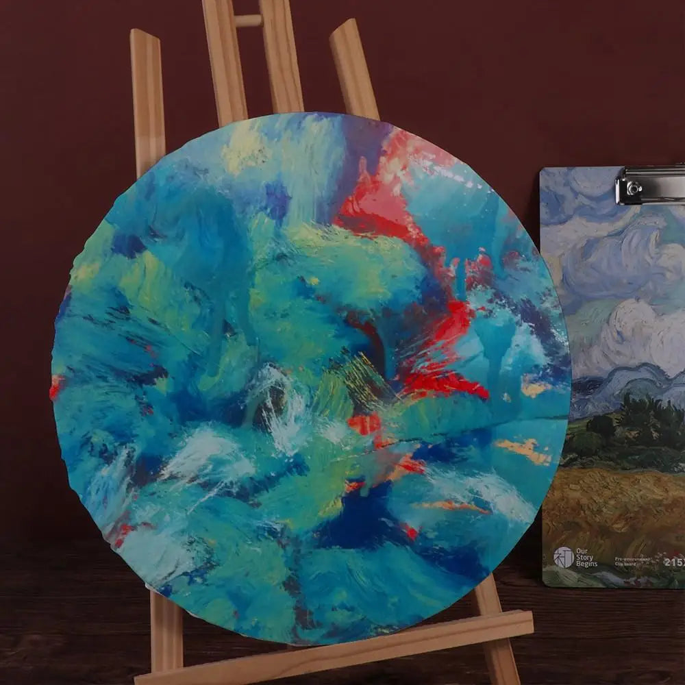 Round Cotton Painter Oil Paint Thicken Wooden Picture Frame Painting Board Circle Canvas Drawing Board Peaceful Pleasures Health and Wellness