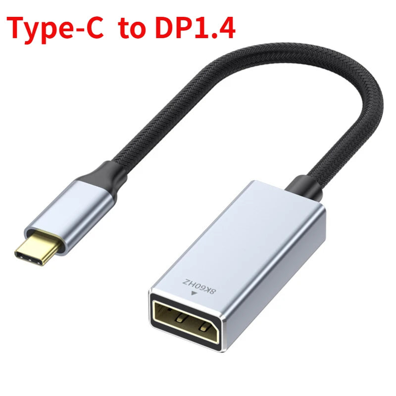 8K USB 3.1 Type C To Displayport Cable 8K@60Hz 4K@144Hz DP 1.4 Adapter USB C Display Port Video Adapter for MacBook Pro Air M1 Peaceful Pleasures Health and Wellness Type C to DP Adapter