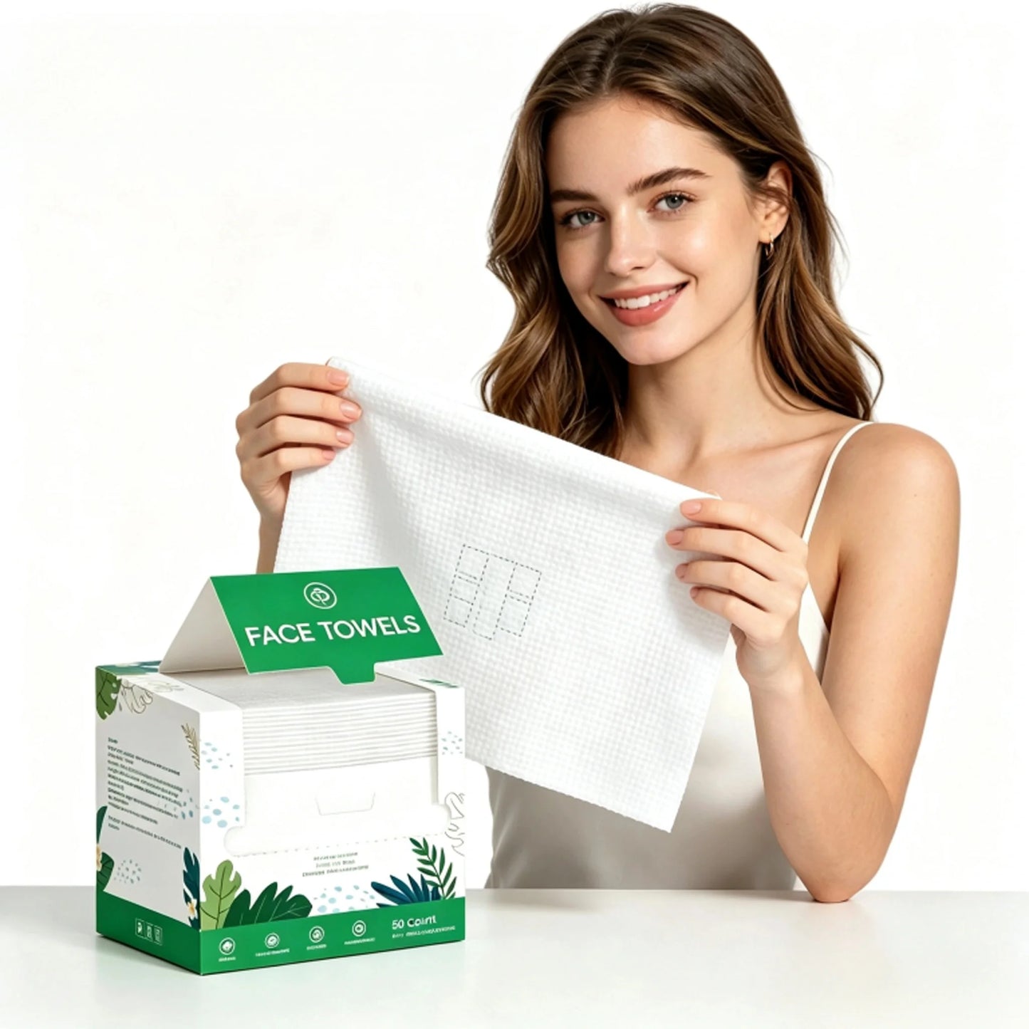 Disposable Biodegradable Face Towels – Lint-Free 50 Count