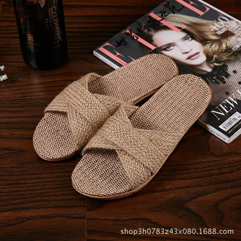 JPNTKY Men's Linen Beach Slippers | Non-Slip EVA Slides