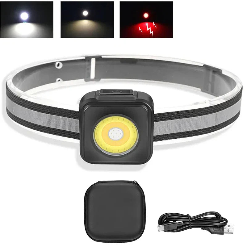 COB Rechargeable Headlamp USB-C 800LM – 4 Modes, Waterproof