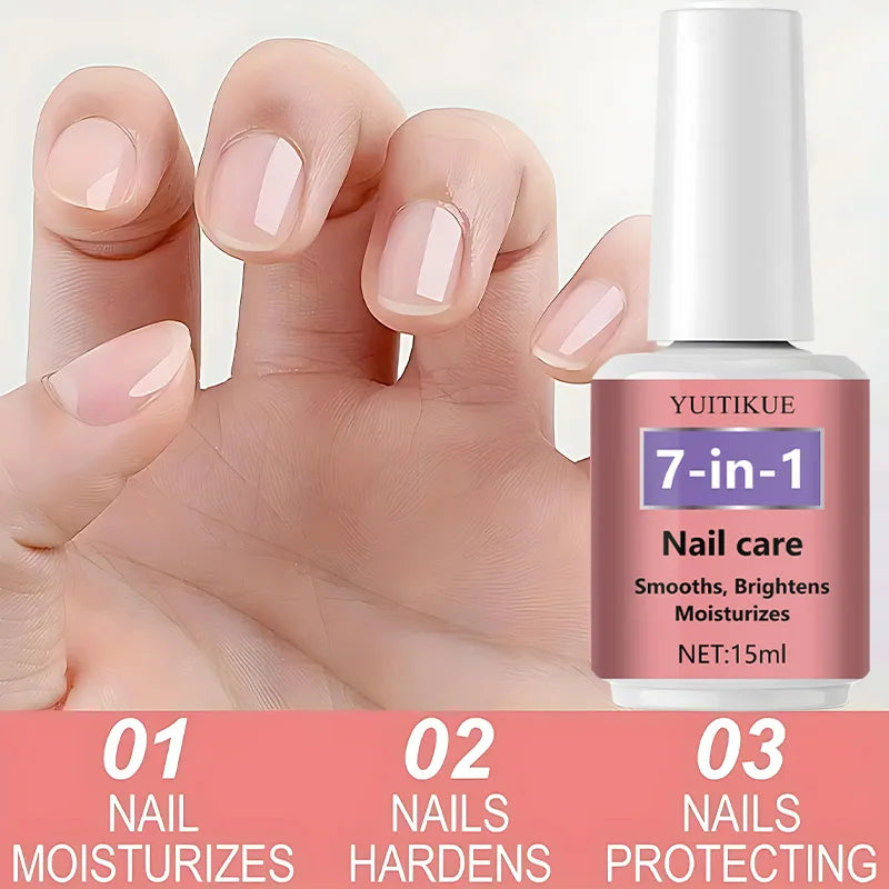 YUITIKUE 7-in-1 Nail Polish 15ml - Smooths, Brightens & Moisturizes Nails, Fast Drying, Non-Sticky Base Coat & Top Coat Peaceful Pleasures Health and Wellness