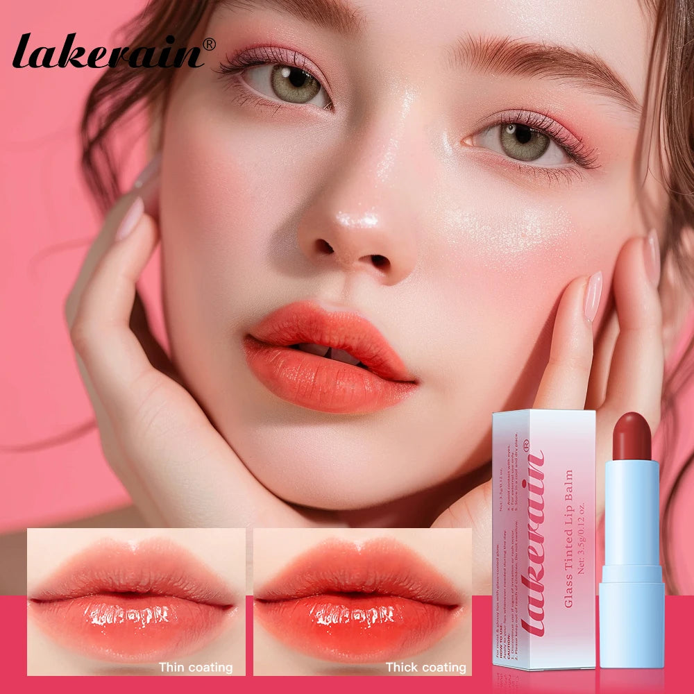 Glass Tinted Lip Balm Light Cherry Red Orange Glow Moisturizing Vegetarian Lip Balm With Bright Clear Color Korea Lip Cosmetics Peaceful Pleasures Health and Wellness