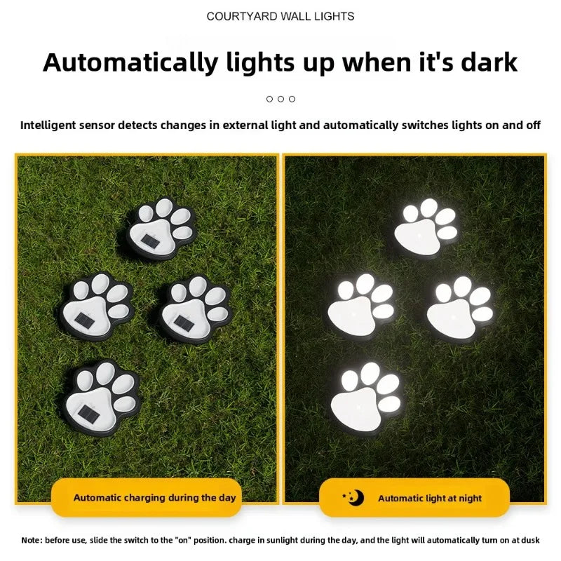Solar Paw Print Garden Path Lights – LED, Waterproof, Auto On/Off