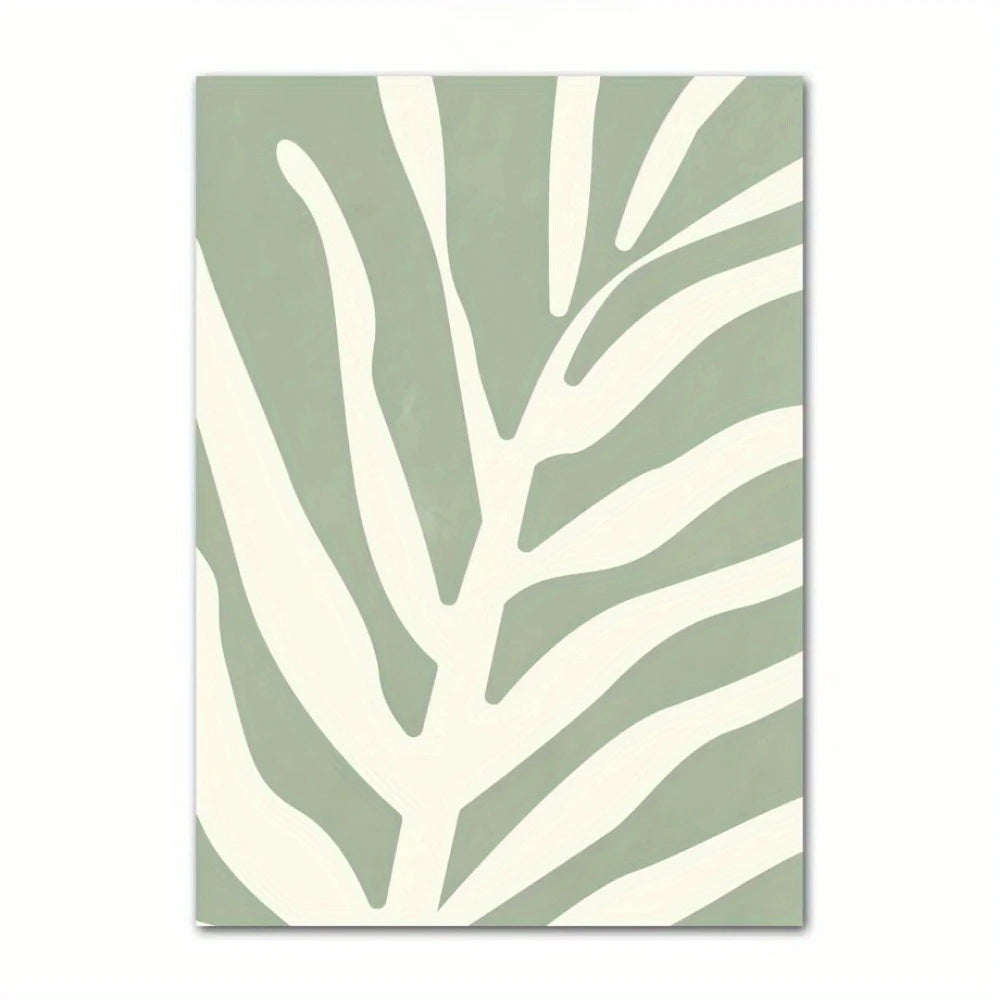 Bohemian Green Leaves & Flowers Abstract Canvas Wall Art