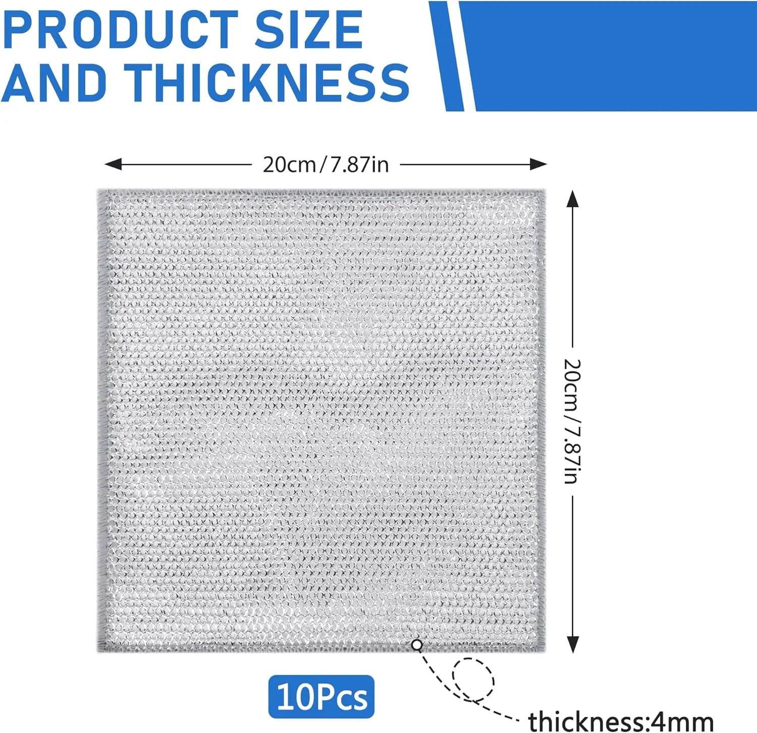 Non-Scratch Steel Wool Dishcloth - Multi-Use Kitchen Scrubbers, Durable Cleaning Pads for Wet & Dry Use White Peaceful Pleasures Health and Wellness