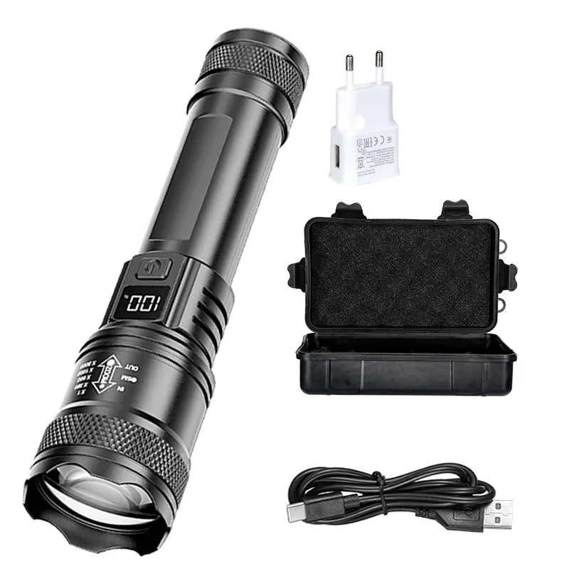 ZHIYU 2000LM LED Flashlight | Zoomable, LCD Display, IP67