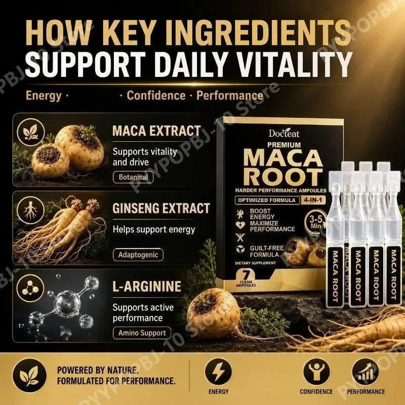 Maca Root Ginseng L-Arginine Liquid Ampoules | 7-Pack Daily