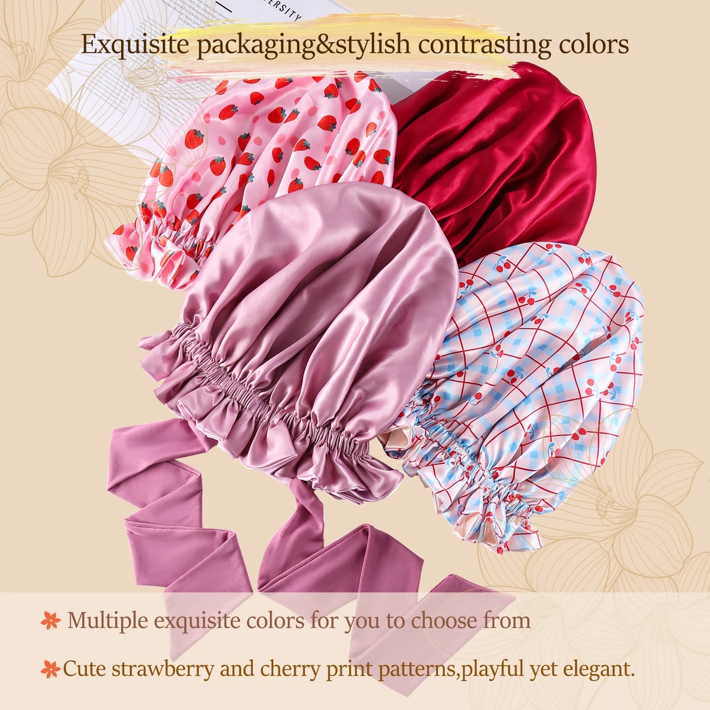 Satin Silk Sleep Bonnet for Curly Hair | Adjustable Head Wrap