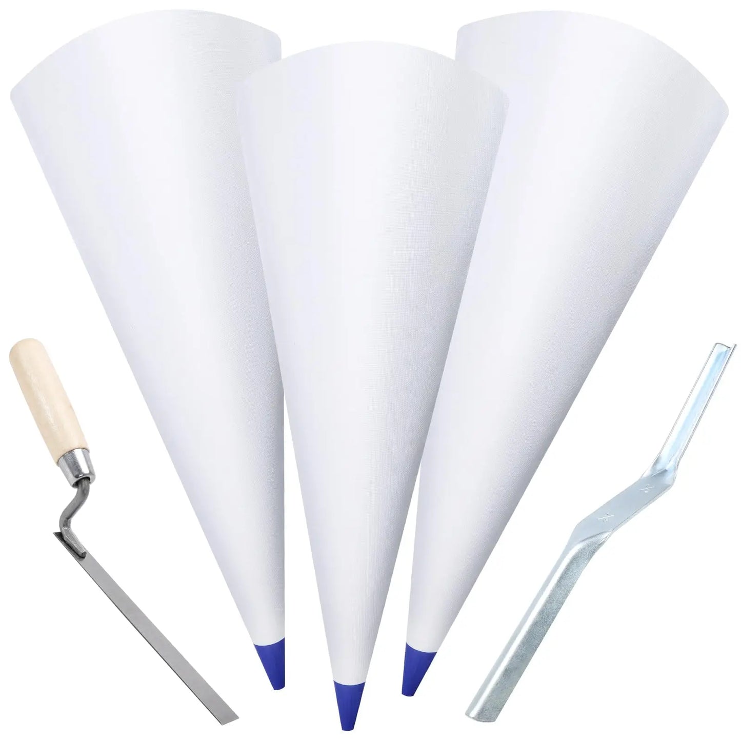 Reusable Mortar Grout Bag Set 3PCS Heavy-Duty Tile Masonry, with Jointer & Pointers, Blue Tip for Easy DIY Installation Grouting Peaceful Pleasures Health and Wellness White