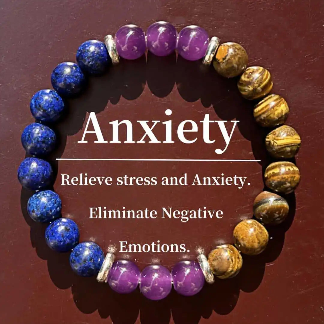 Stone Beads Bracelet Amethyst Tiger Eye Crystal Quartz Agate Gem Beads Bangles Women Reiki Healling Jewelry Gift Mens Bracelet Peaceful Pleasures Health and Wellness 18cm 0182-7