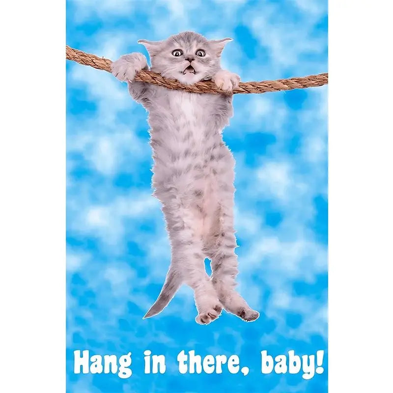 Cute Cat Yoga Canvas Wall Art | Hang In There Pet Poster