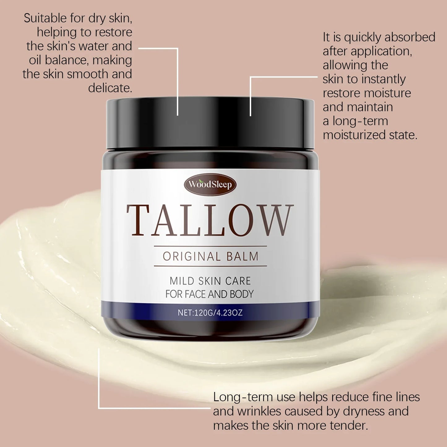WOODSLEEP Tallow Honey Balm 120g – Deep Moisturizing Body Balm