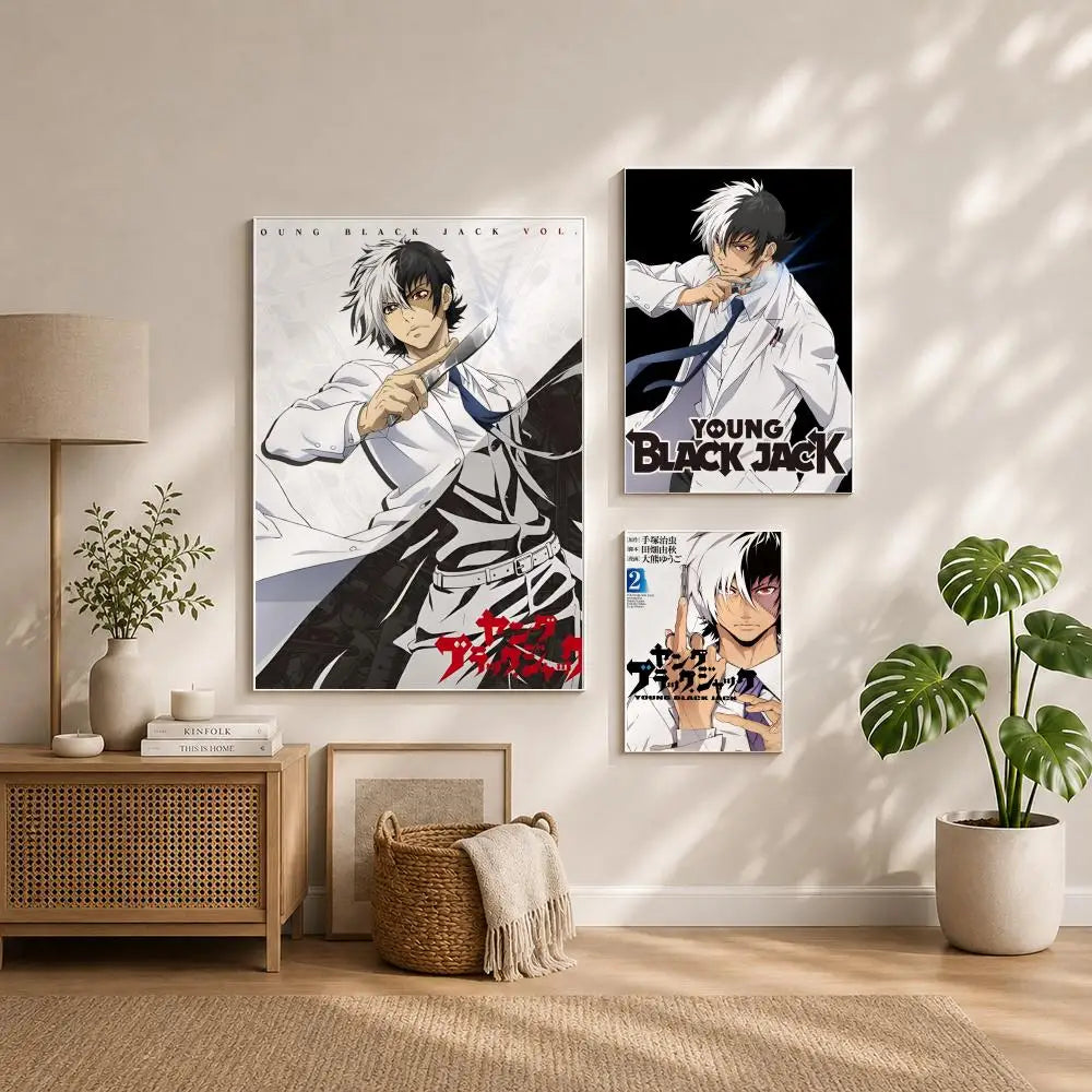 Black Jack Anime Poster – HD Self-Adhesive Waterproof Wall Art Anime Wall Poster Peaceful Pleasures Health and Wellness