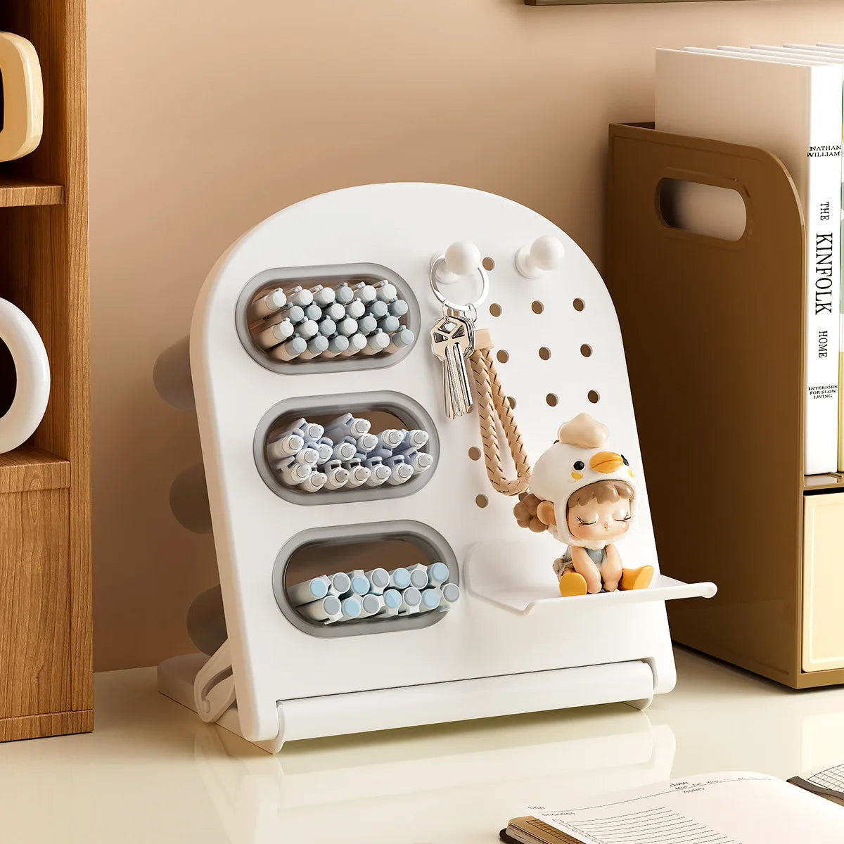 Multifunctional Desktop Organizer – Pen & Cosmetic Brush Rack